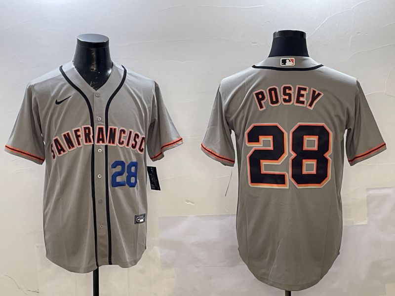 Men San Francisco Giants #28 Posey Grey Game 2025 Nike MLB Jersey style 4->philadelphia phillies->MLB Jersey